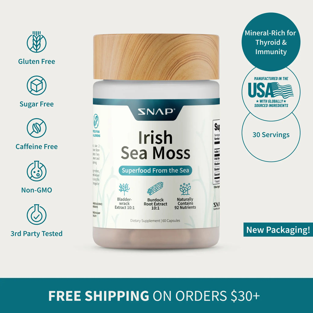 Snap Supplements - Irish Sea Moss - Sea Moss Supplement for Immunity, Digestion, Energy & Skin Tone Support - Natural Sea Moss Capsules
