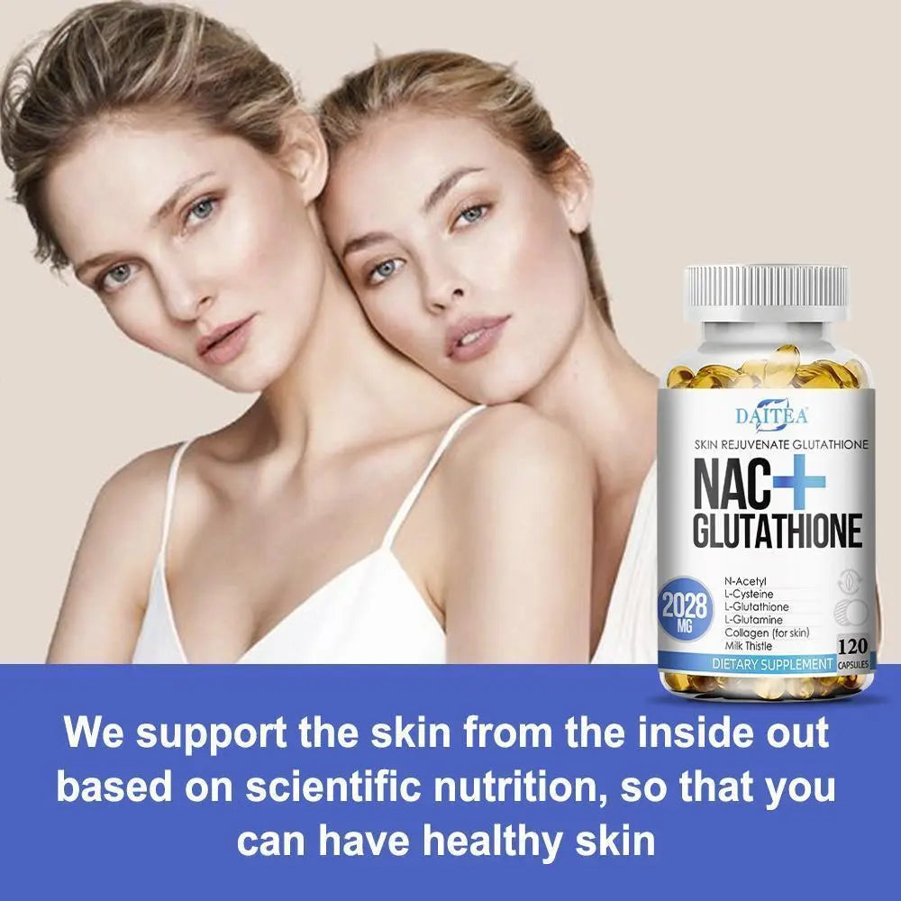Daitea NAC and Glutathione Health Supplement for Skin and Liver Support, 120 Capsules
