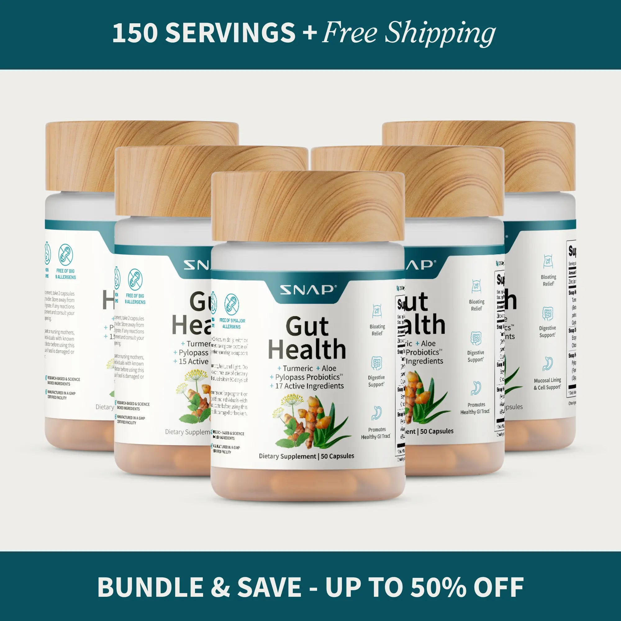 Snap Supplements - Gut Health - 30 Servings - Natural Supplement Capsules Edible Dietary