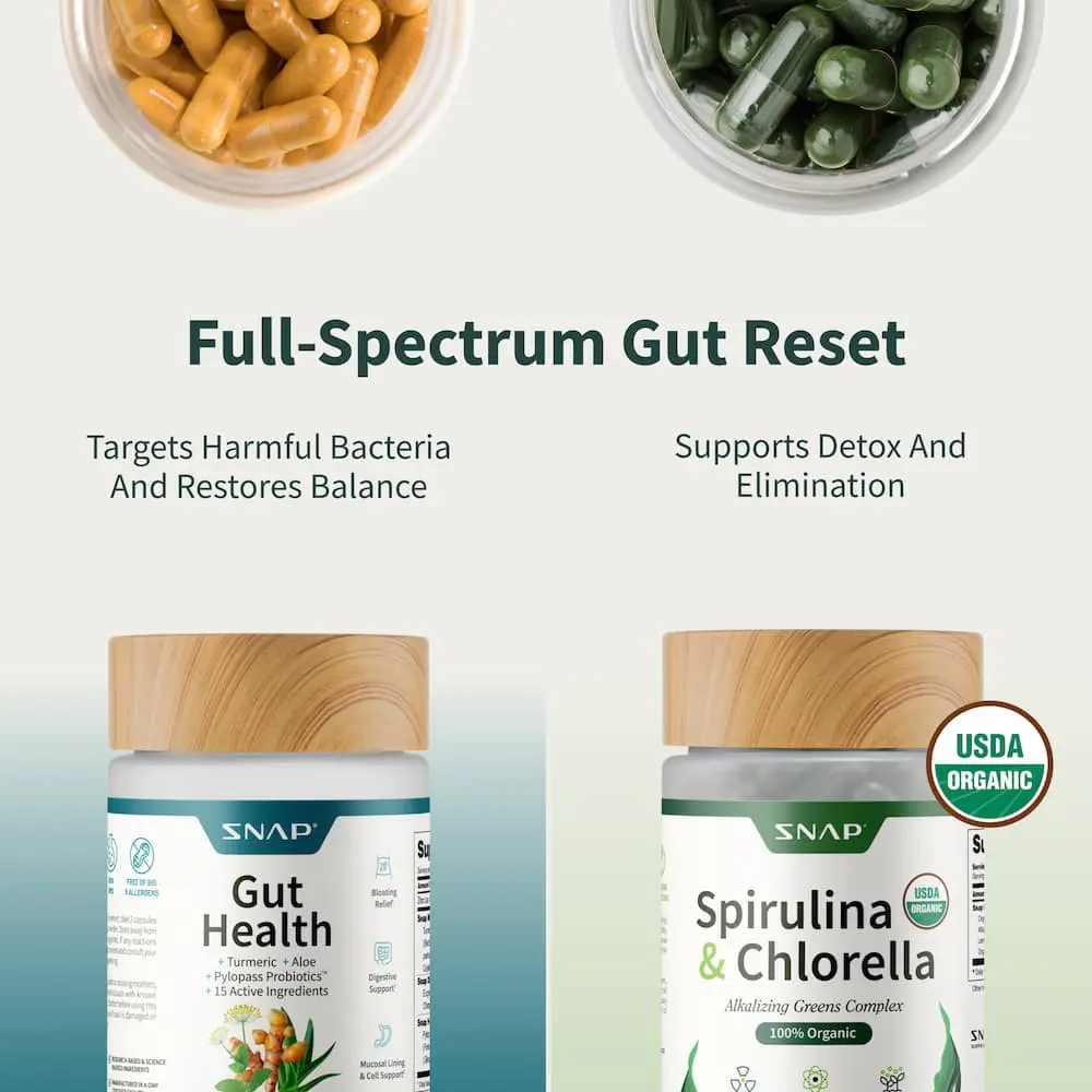 2× Gut Glow Bundle – Gut Health + Spirulina & Chlorella Digestive Support Duo