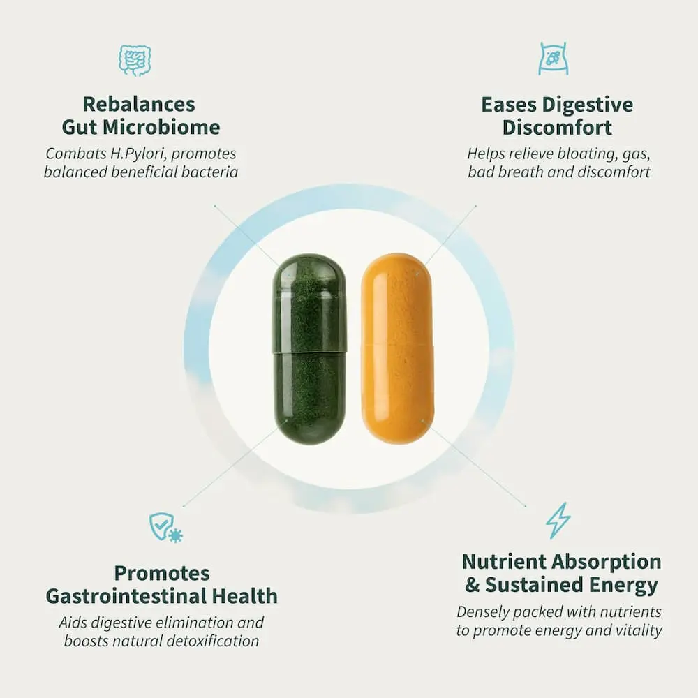 2× Gut Glow Bundle – Gut Health + Spirulina & Chlorella Digestive Support Duo