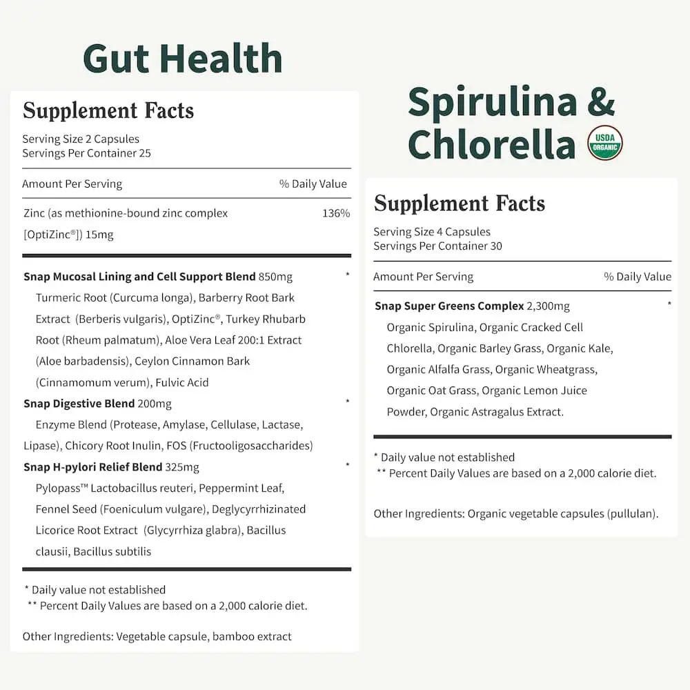 2× Gut Glow Bundle – Gut Health + Spirulina & Chlorella Digestive Support Duo