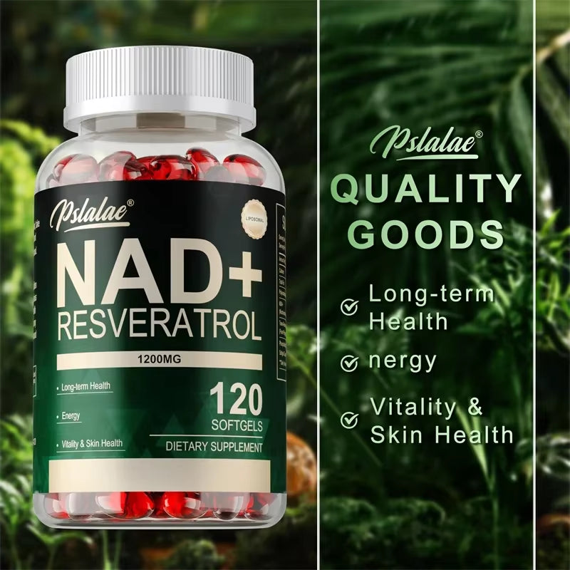 NAD+ Resveratrol for Enhanced Cellular Health, Healthy Aging, and Support for Skin, Hair, Nails, and Joint Vitality