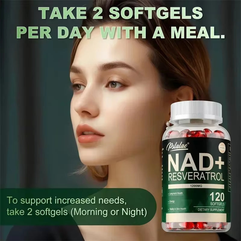 NAD+ Resveratrol for Enhanced Cellular Health, Healthy Aging, and Support for Skin, Hair, Nails, and Joint Vitality