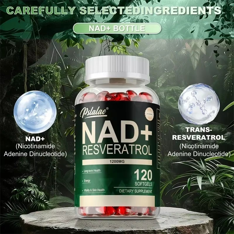 NAD+ Resveratrol for Enhanced Cellular Health, Healthy Aging, and Support for Skin, Hair, Nails, and Joint Vitality