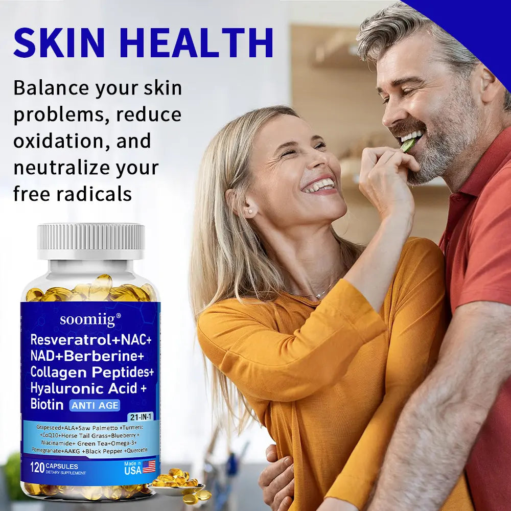 Soomiiig 21-IN-1 Comprehensive Health Supplement for Physical and Skin Wellness, 120 Capsules