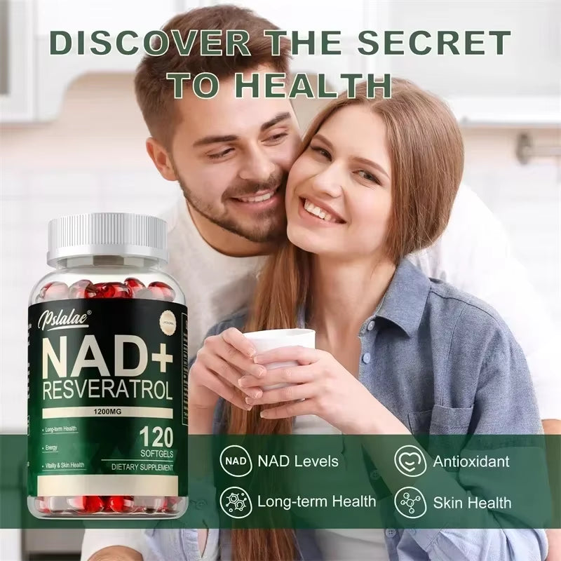 NAD+ Resveratrol for Enhanced Cellular Health, Healthy Aging, and Support for Skin, Hair, Nails, and Joint Vitality