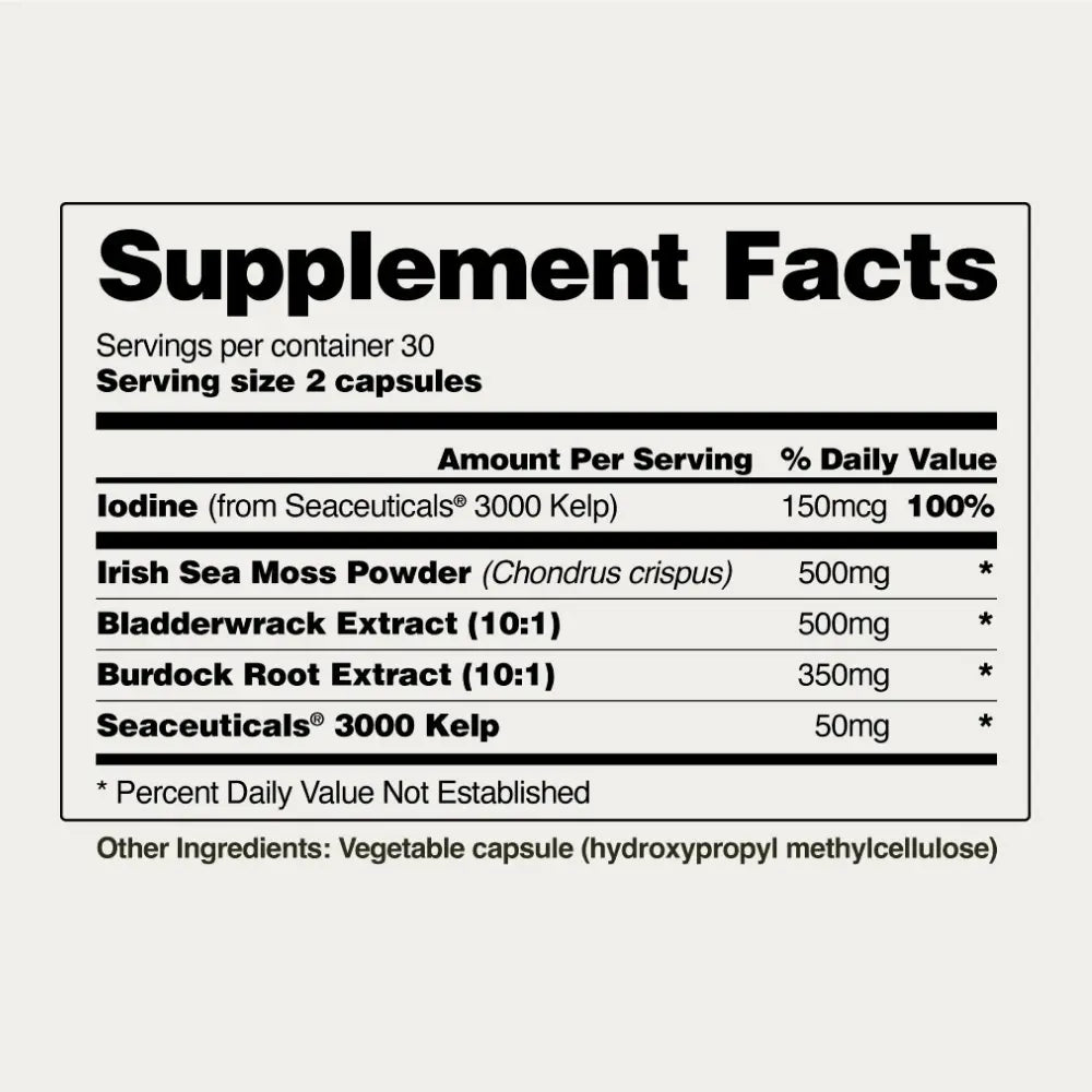 Snap Supplements - Irish Sea Moss - Sea Moss Supplement for Immunity, Digestion, Energy & Skin Tone Support - Natural Sea Moss Capsules
