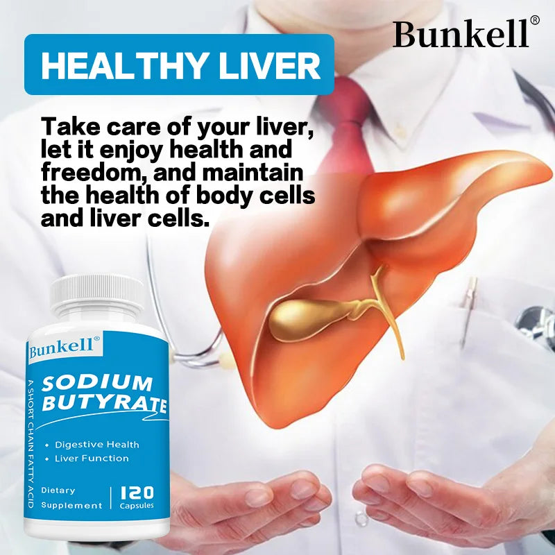 Sodium Butyrate Supplement for Gut Health - Supports Digestive Wellness, Liver Detoxification, and Cleansing - 120 Capsules
