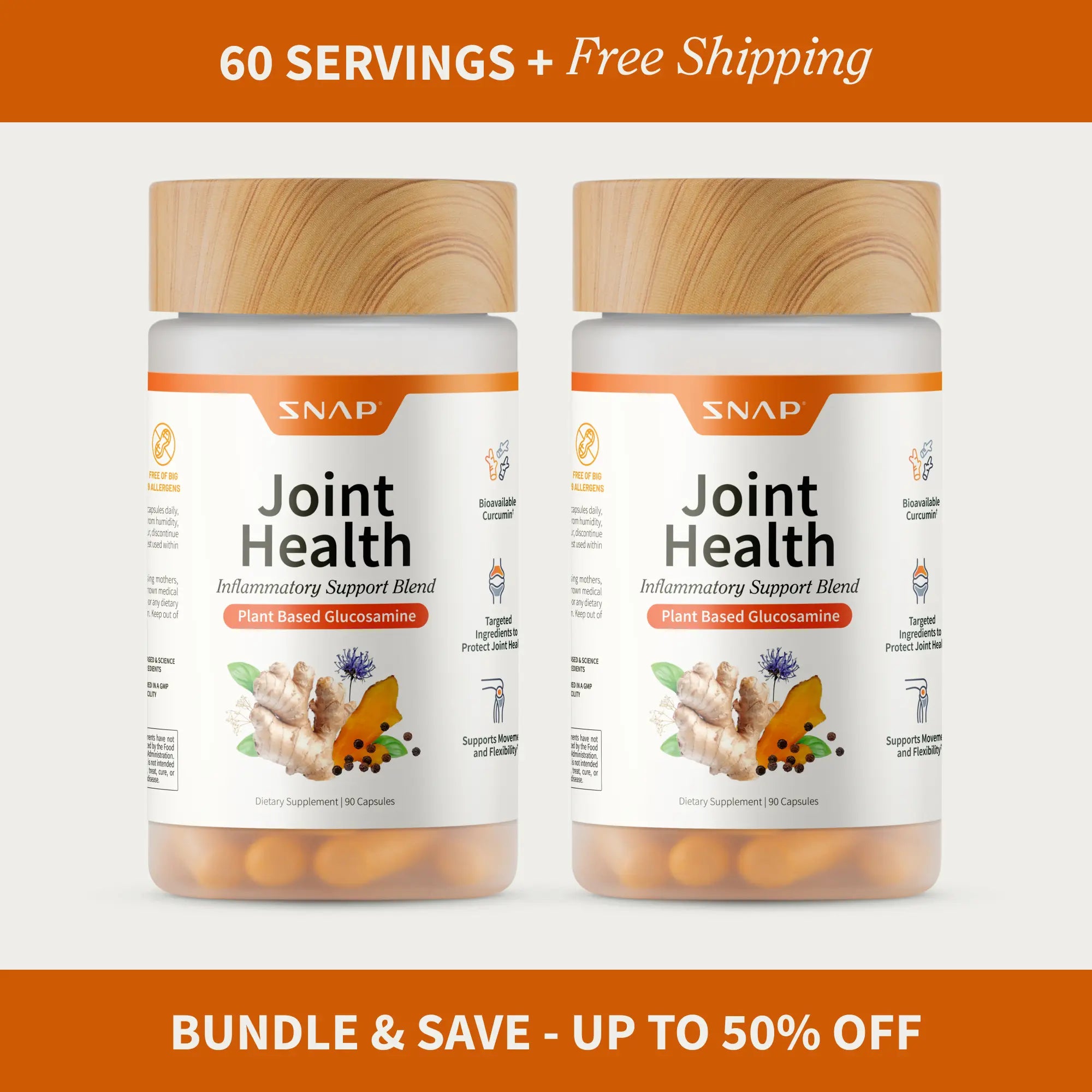 Snap Supplements - Joint Health - Natural Supplement Capsules - 30 Servings Healthcare Edible