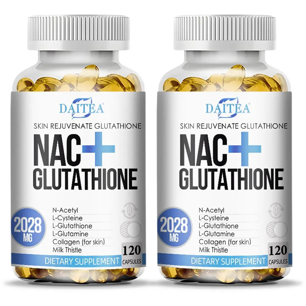 Daitea NAC and Glutathione Health Supplement for Skin and Liver Support, 120 Capsules
