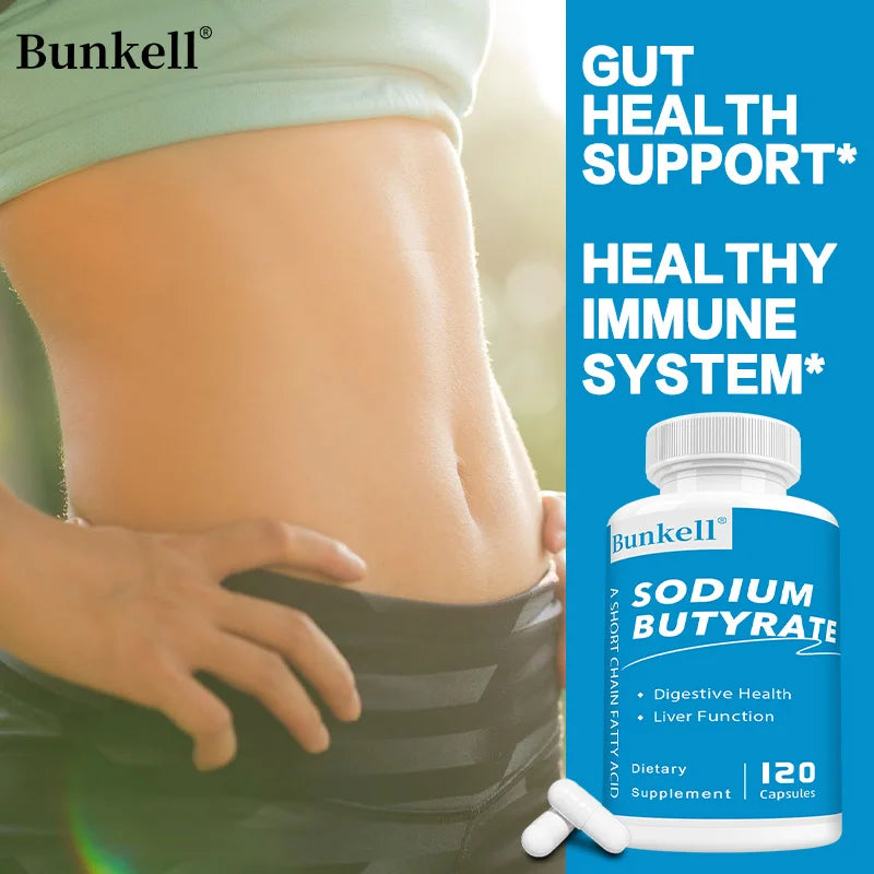 Sodium Butyrate Supplement for Gut Health - Supports Digestive Wellness, Liver Detoxification, and Cleansing - 120 Capsules