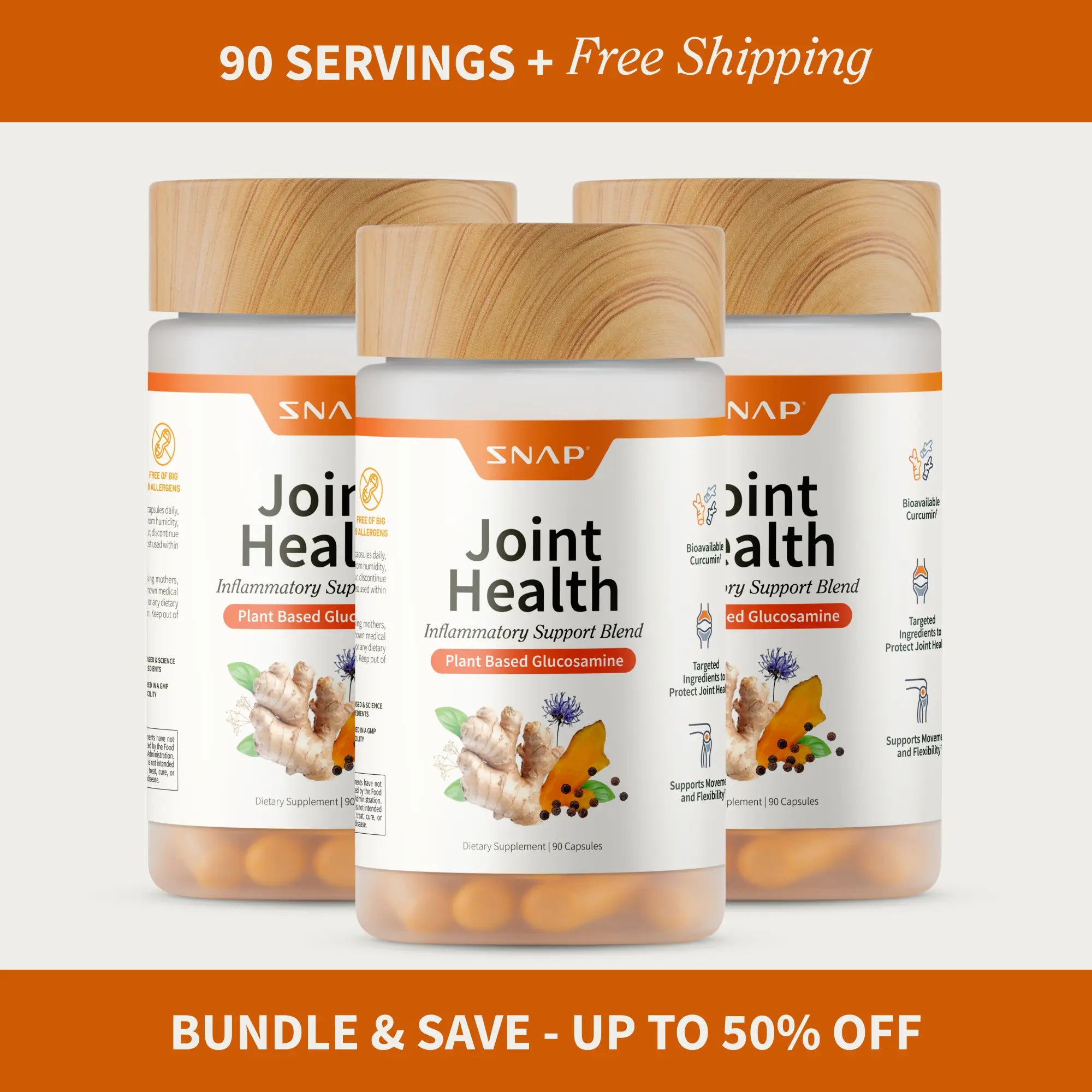 Snap Supplements - Joint Health - Natural Supplement Capsules - 30 Servings Healthcare Edible