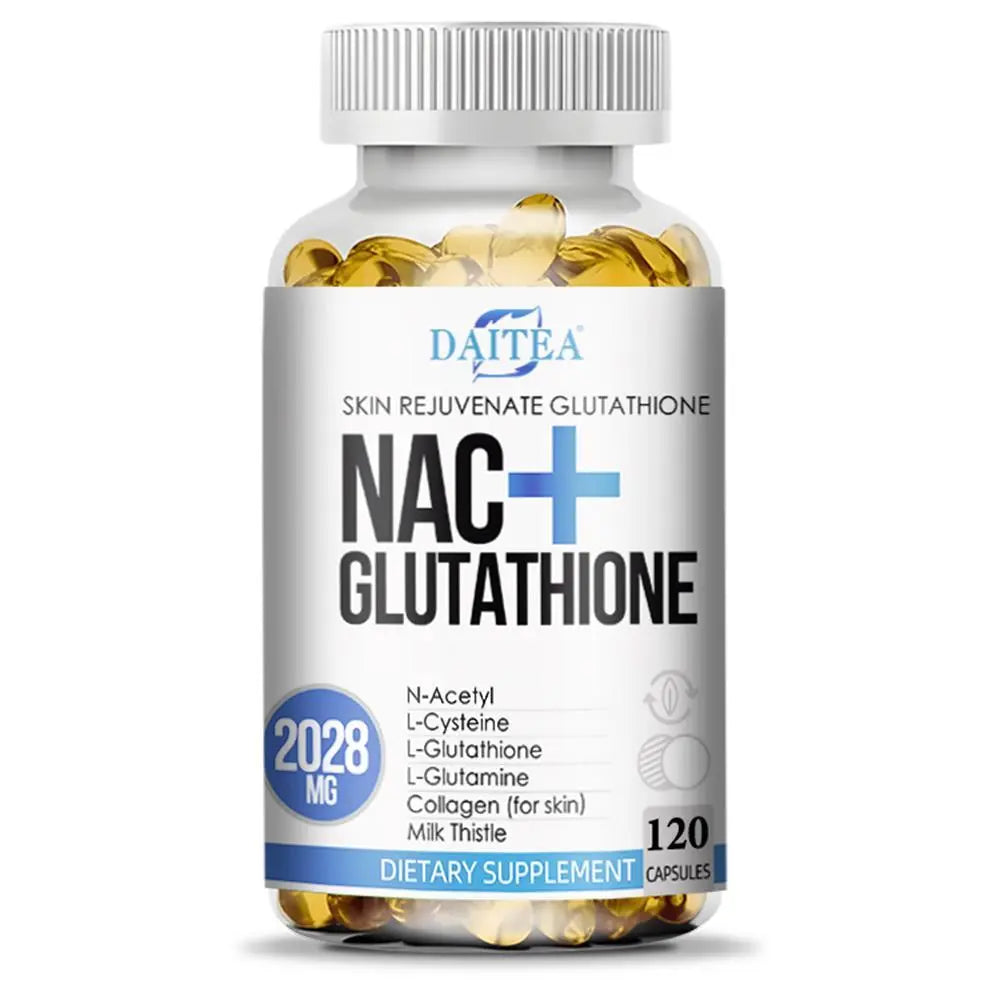 Daitea NAC and Glutathione Health Supplement for Skin and Liver Support, 120 Capsules