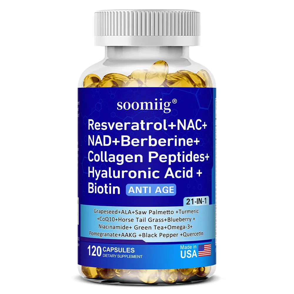 Soomiiig 21-IN-1 Comprehensive Health Supplement for Physical and Skin Wellness, 120 Capsules