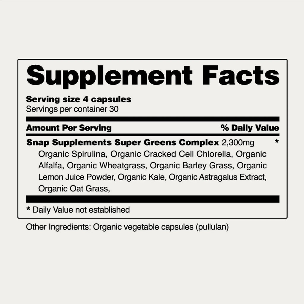 Snap Supplements - Spirulina + Chlorella - 30 Servings - Natural Supplement Capsules Healthcare Edible