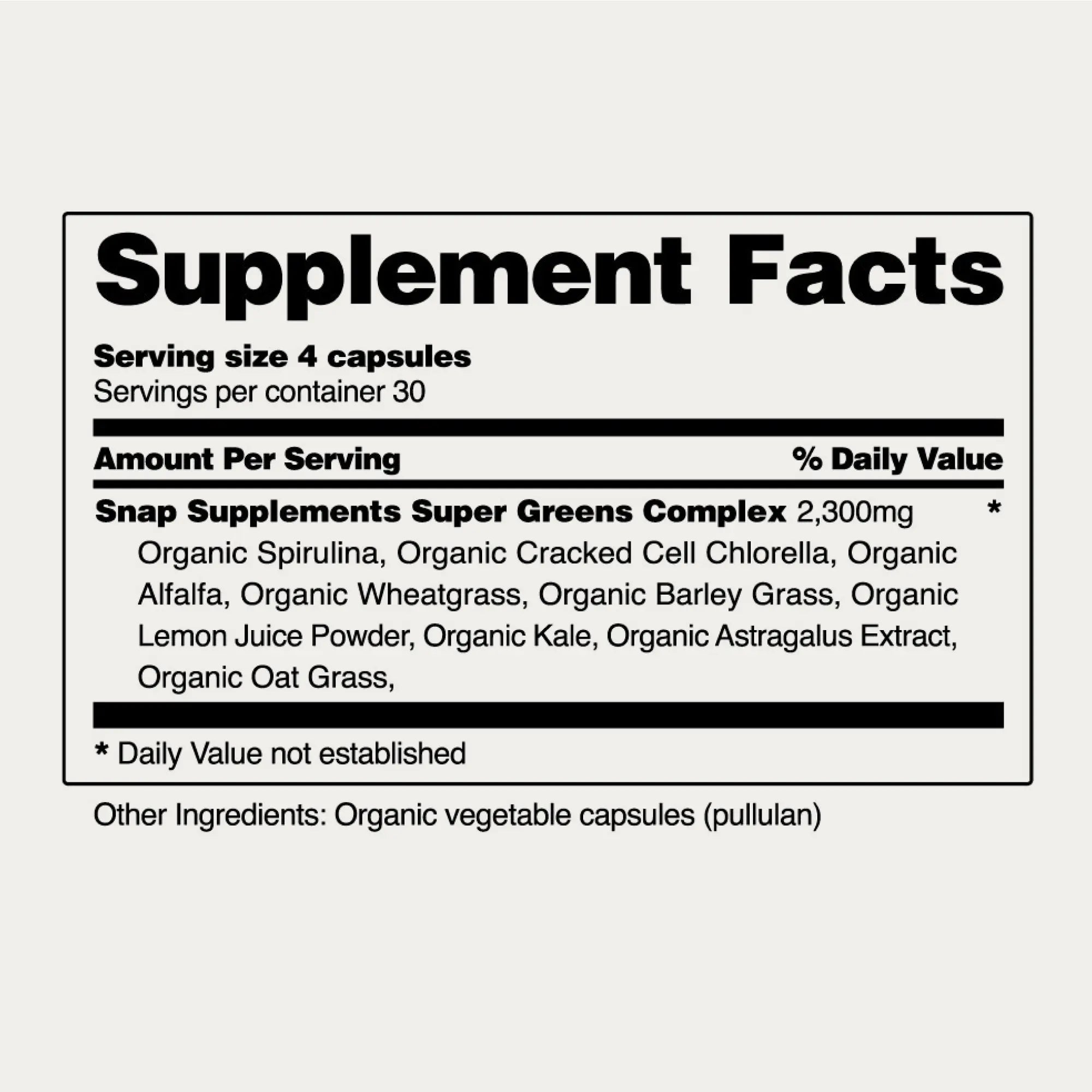 Snap Supplements - Spirulina + Chlorella - 30 Servings - Natural Supplement Capsules Healthcare Edible