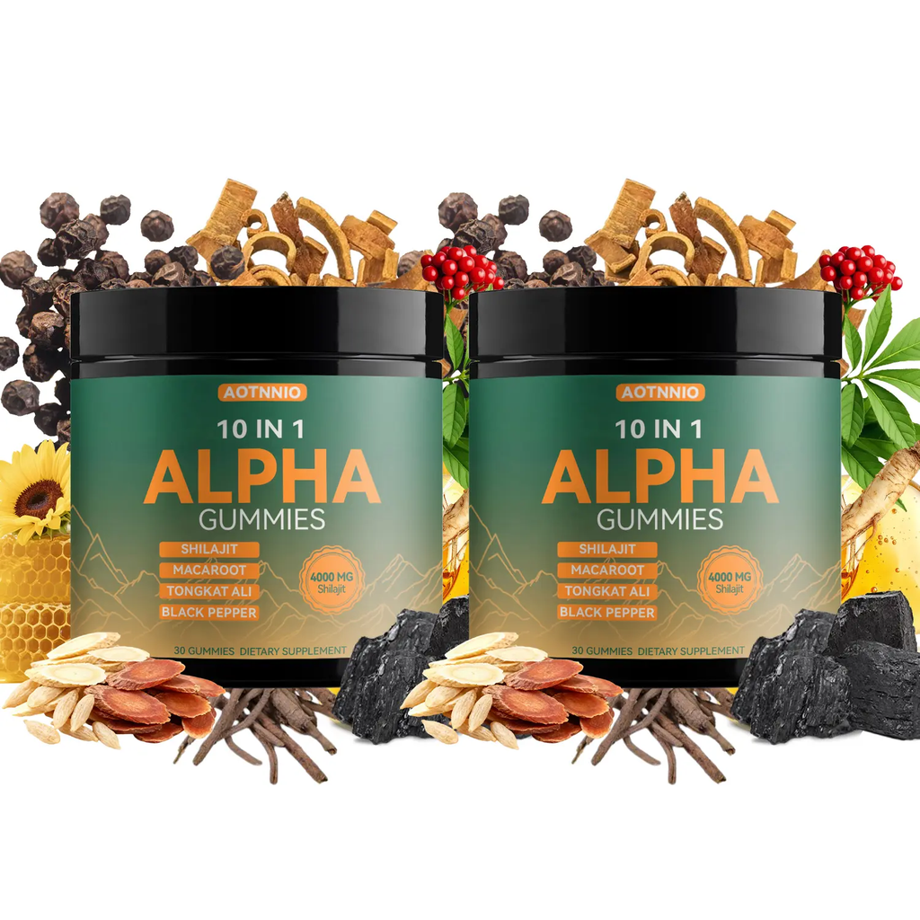 Alpha 10‑in‑1 Shilajit Gummies – Zero‑Sugar Vegan Adaptogen Blend with Ashwagandha, Tongkat Ali & Maca for Focus and Everyday Vitality