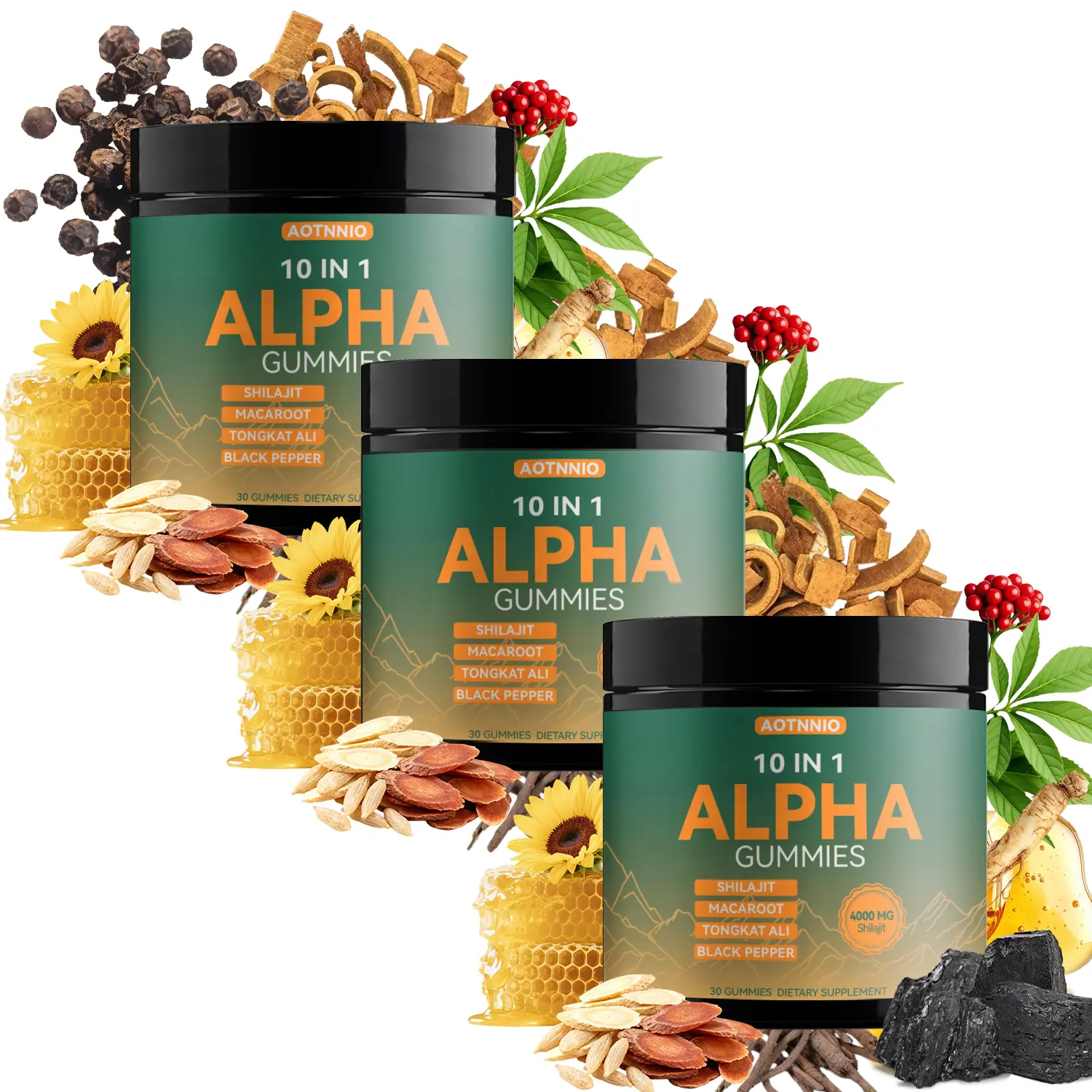 Alpha 10‑in‑1 Shilajit Gummies – Zero‑Sugar Vegan Adaptogen Blend with Ashwagandha, Tongkat Ali & Maca for Focus and Everyday Vitality