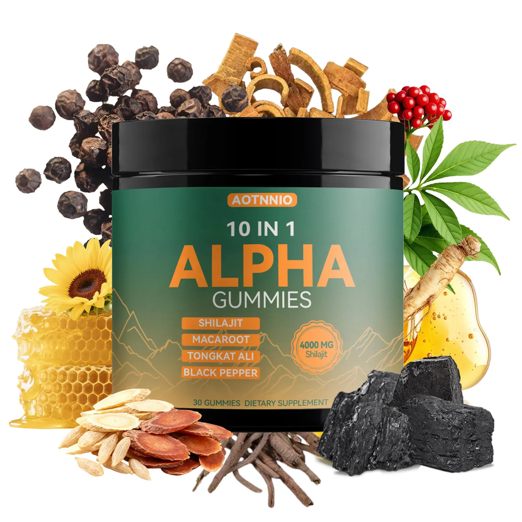 Alpha 10‑in‑1 Shilajit Gummies – Zero‑Sugar Vegan Adaptogen Blend with Ashwagandha, Tongkat Ali & Maca for Focus and Everyday Vitality