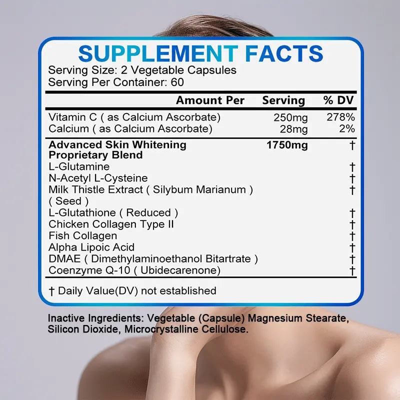 Daitea NAC and Glutathione Health Supplement for Skin and Liver Support, 120 Capsules