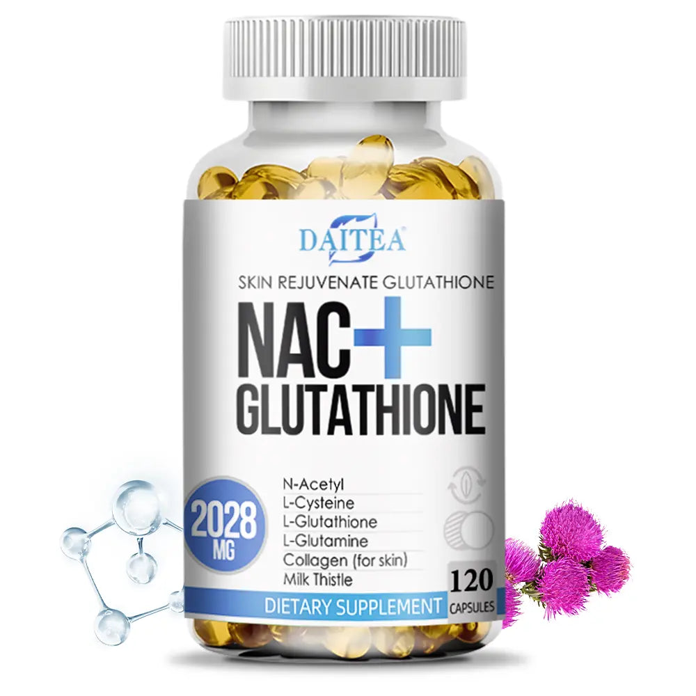 Daitea NAC and Glutathione Health Supplement for Skin and Liver Support, 120 Capsules
