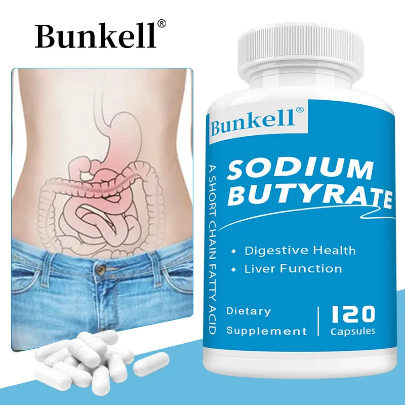 Sodium Butyrate Supplement for Gut Health - Supports Digestive Wellness, Liver Detoxification, and Cleansing - 120 Capsules