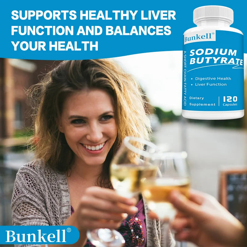 Sodium Butyrate Supplement for Gut Health - Supports Digestive Wellness, Liver Detoxification, and Cleansing - 120 Capsules