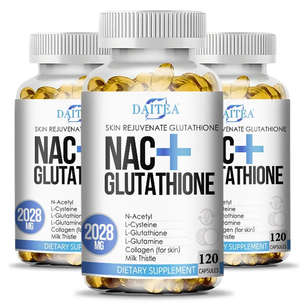 Daitea NAC and Glutathione Health Supplement for Skin and Liver Support, 120 Capsules