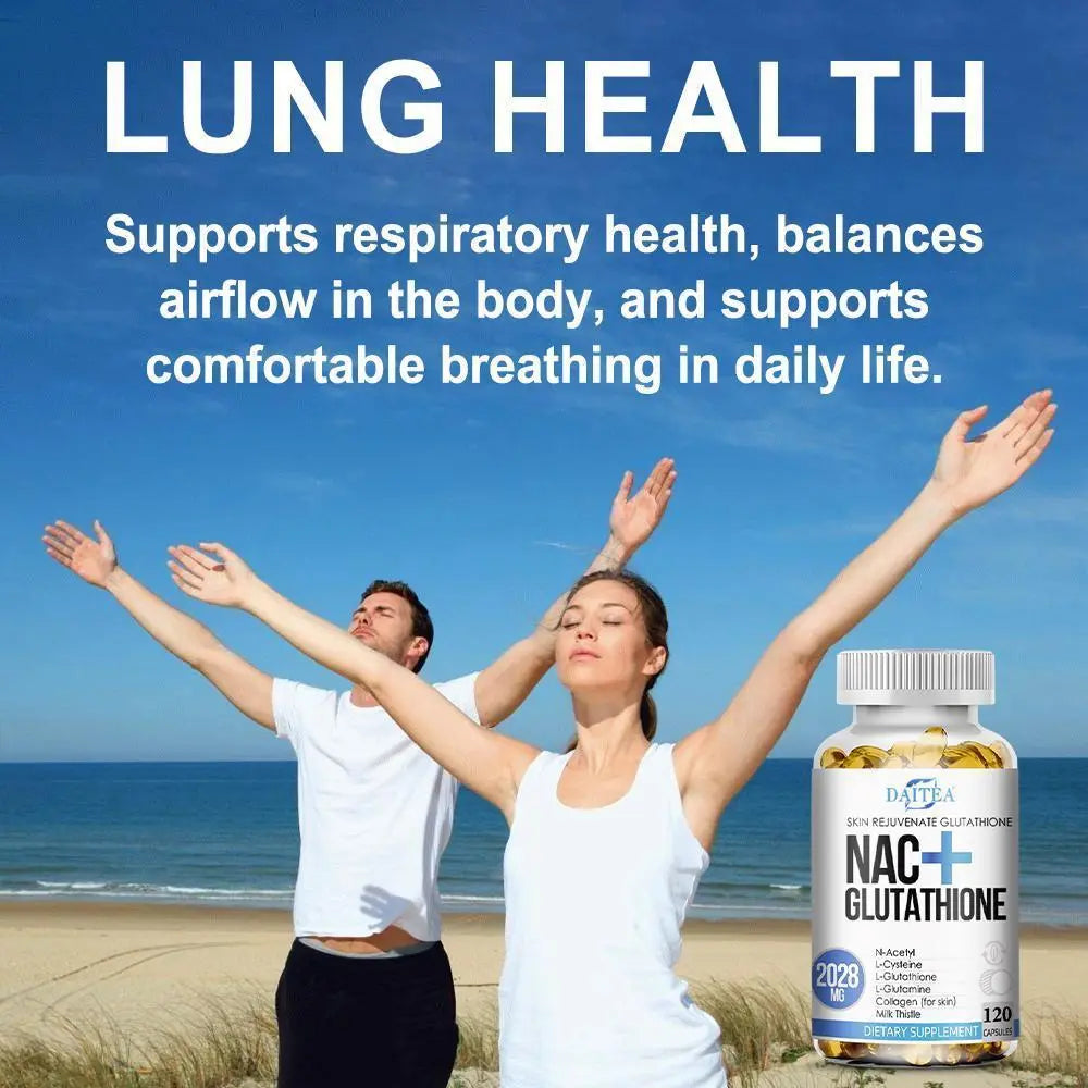 Daitea NAC and Glutathione Health Supplement for Skin and Liver Support, 120 Capsules